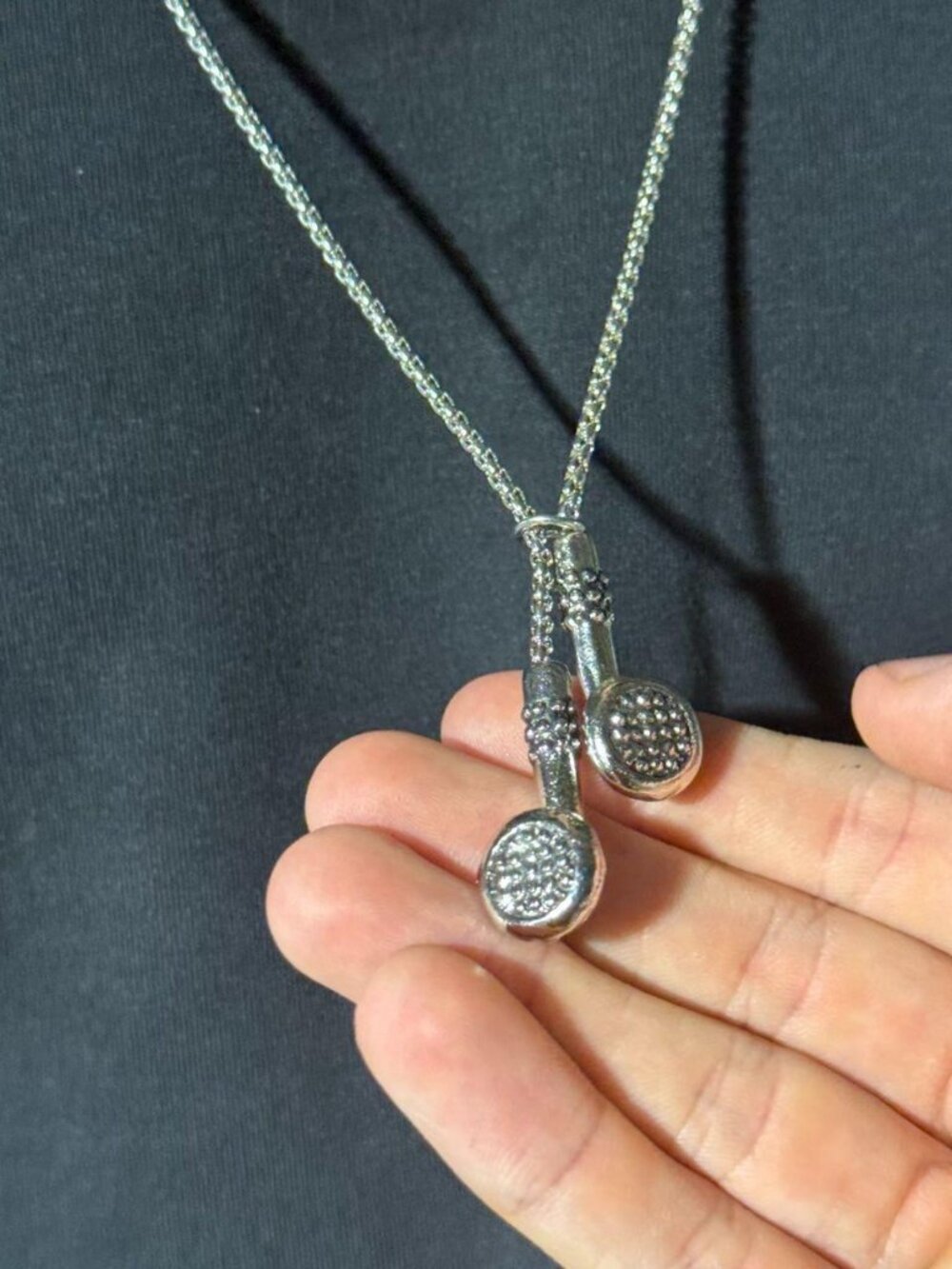 Grunge Silver Headphone Pendant Skater Necklace